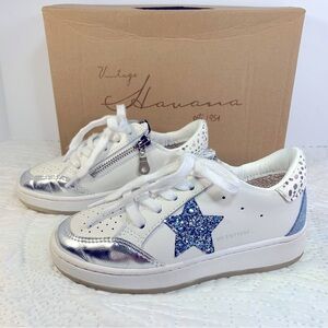 Vintage Havana Blue Glitter Star White and Silver Galit Girls SZ 13(Youth) NIB